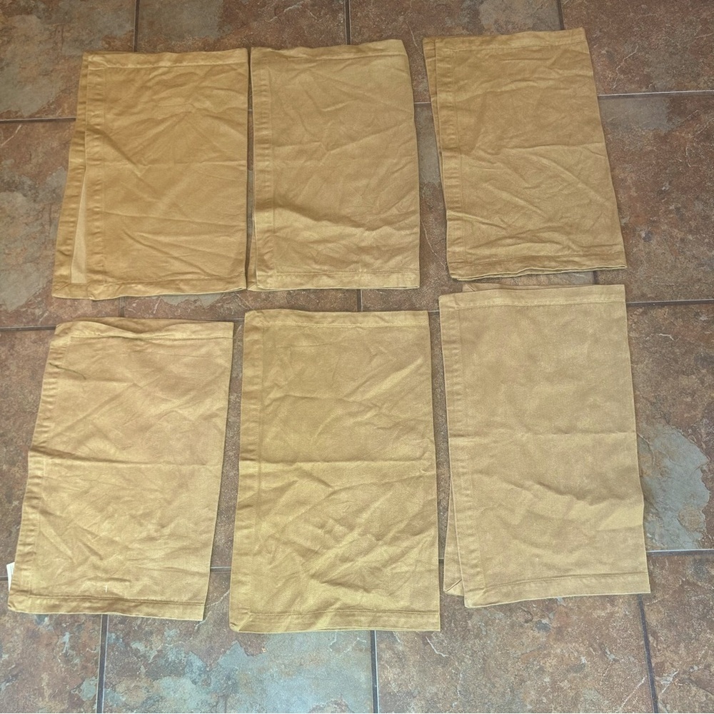 Crate & Barrel Napkin Table Linens Set of 6 Rayon Cotton Sateen Sage Green